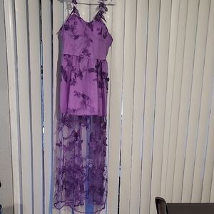 Purple Floral Sheer Maxi Dress